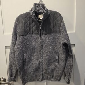 Scott James Mens Luxury Jacket M Gray Quilted Full Zip Plaid Lined Polished